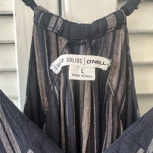 O'Neill Saltwater Solids Blue Striped Avery Tank Dress Large New Coverup - Picture 5 of 7
